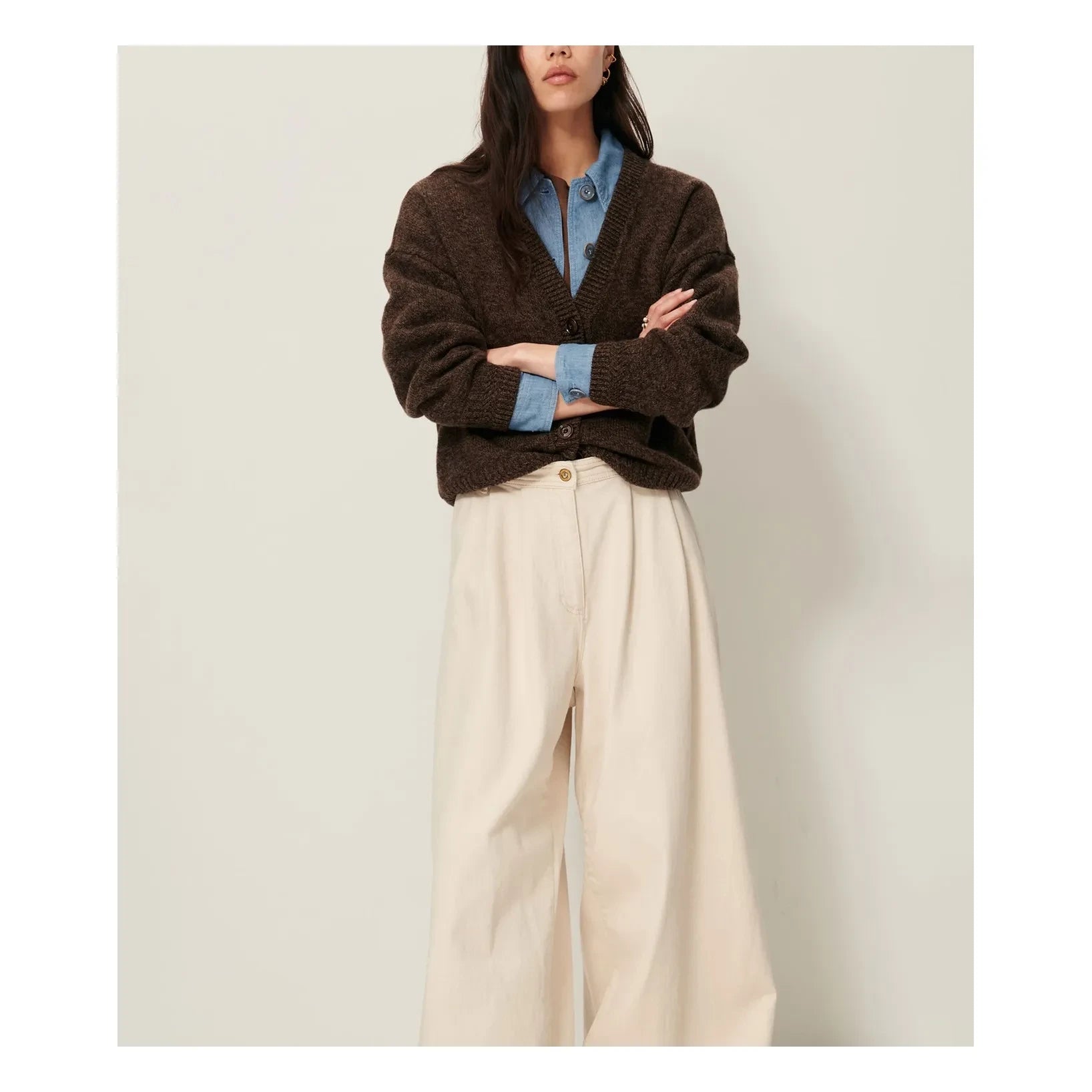 Sessùn - Sweet Monroe Oversize Merino Yün Yelek | Kahverengi