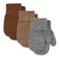 Konges Sløjd - 3 Paar Filla Wollhandschuhe | Braun
