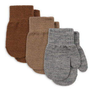 Konges Sløjd - 3 Paar Filla Wollhandschuhe | Braun