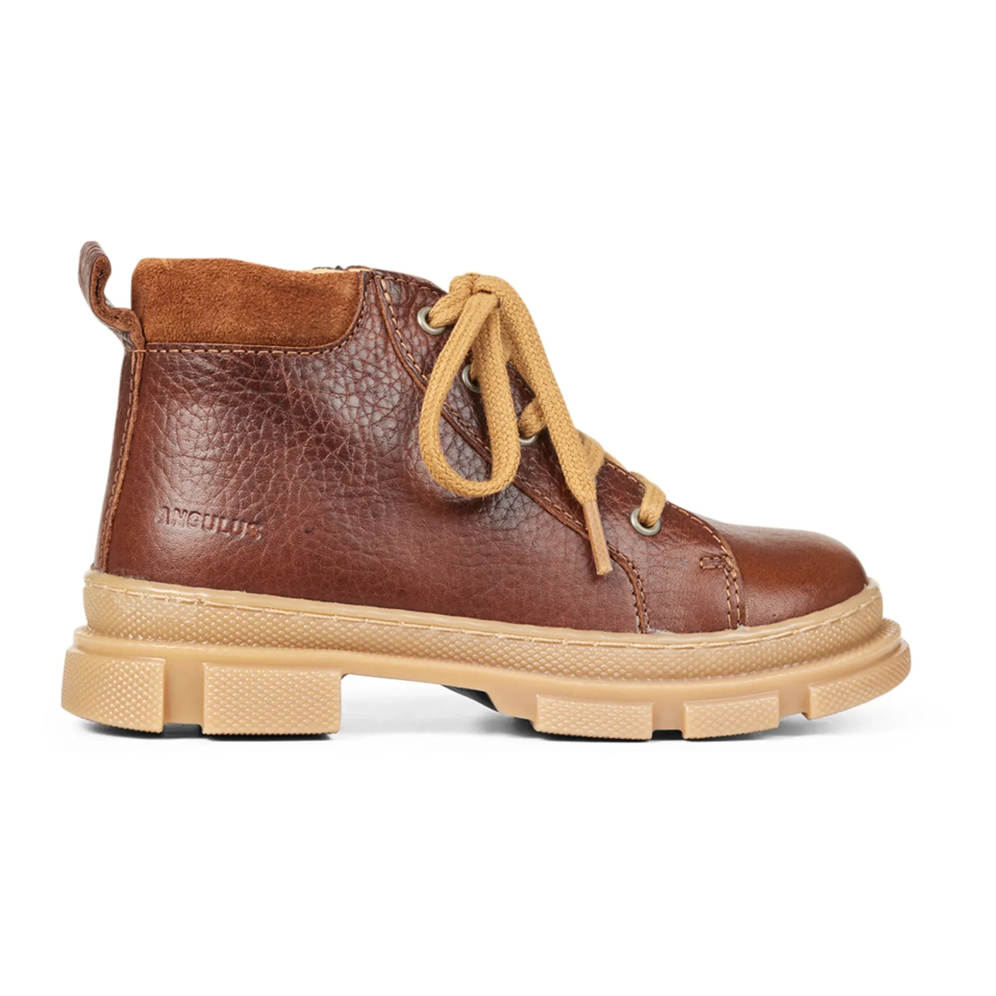 Angulus - Schnürstiefeletten mit Reißverschluss | Cognac