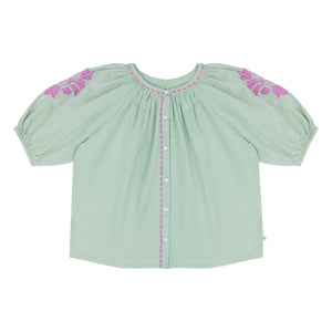 Jenest - Leinenbestickte Bluse Colette | Mandelgrün