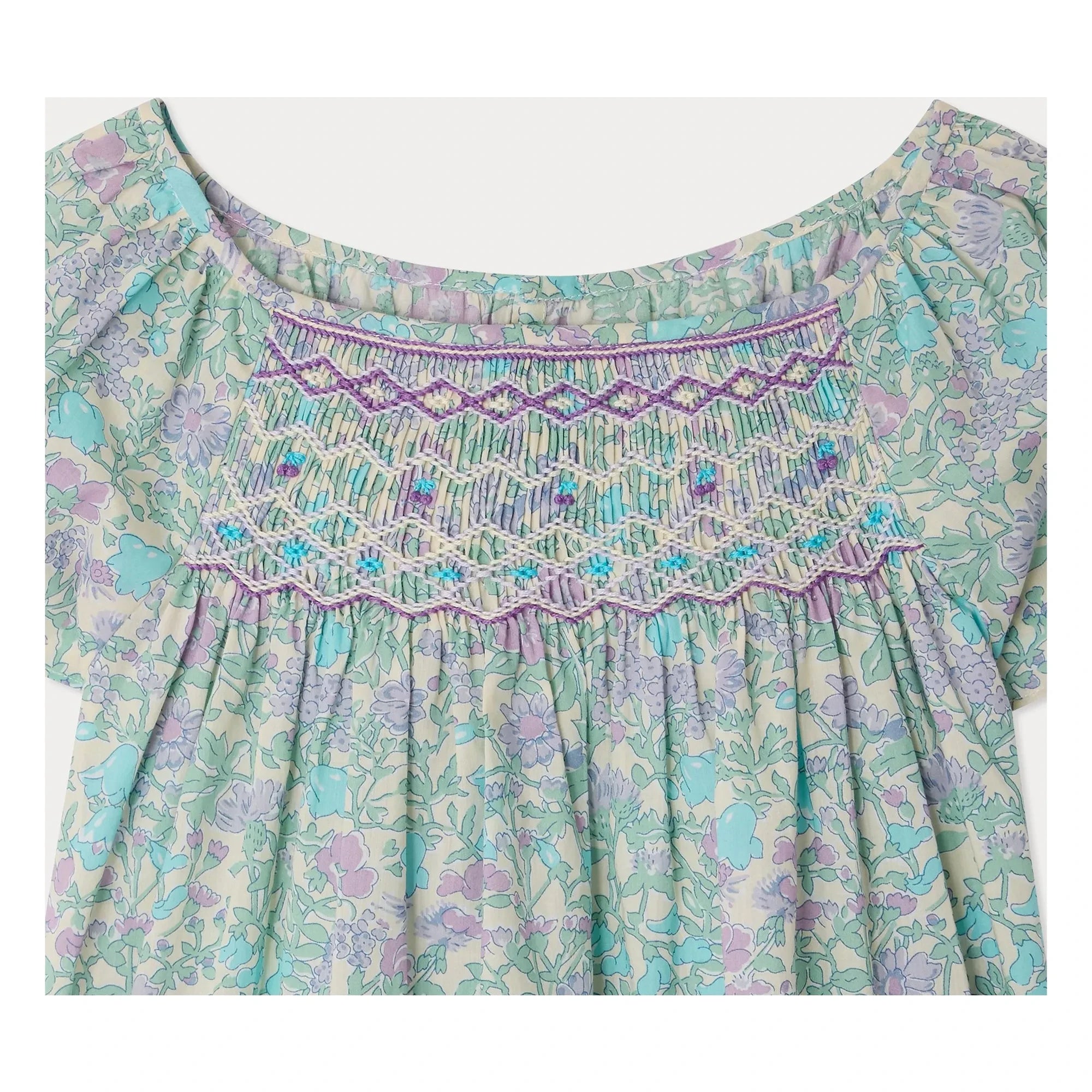 Bonpoint - Grenade Liberty Bio-Baumwollbluse mit Rüschen | Aqua