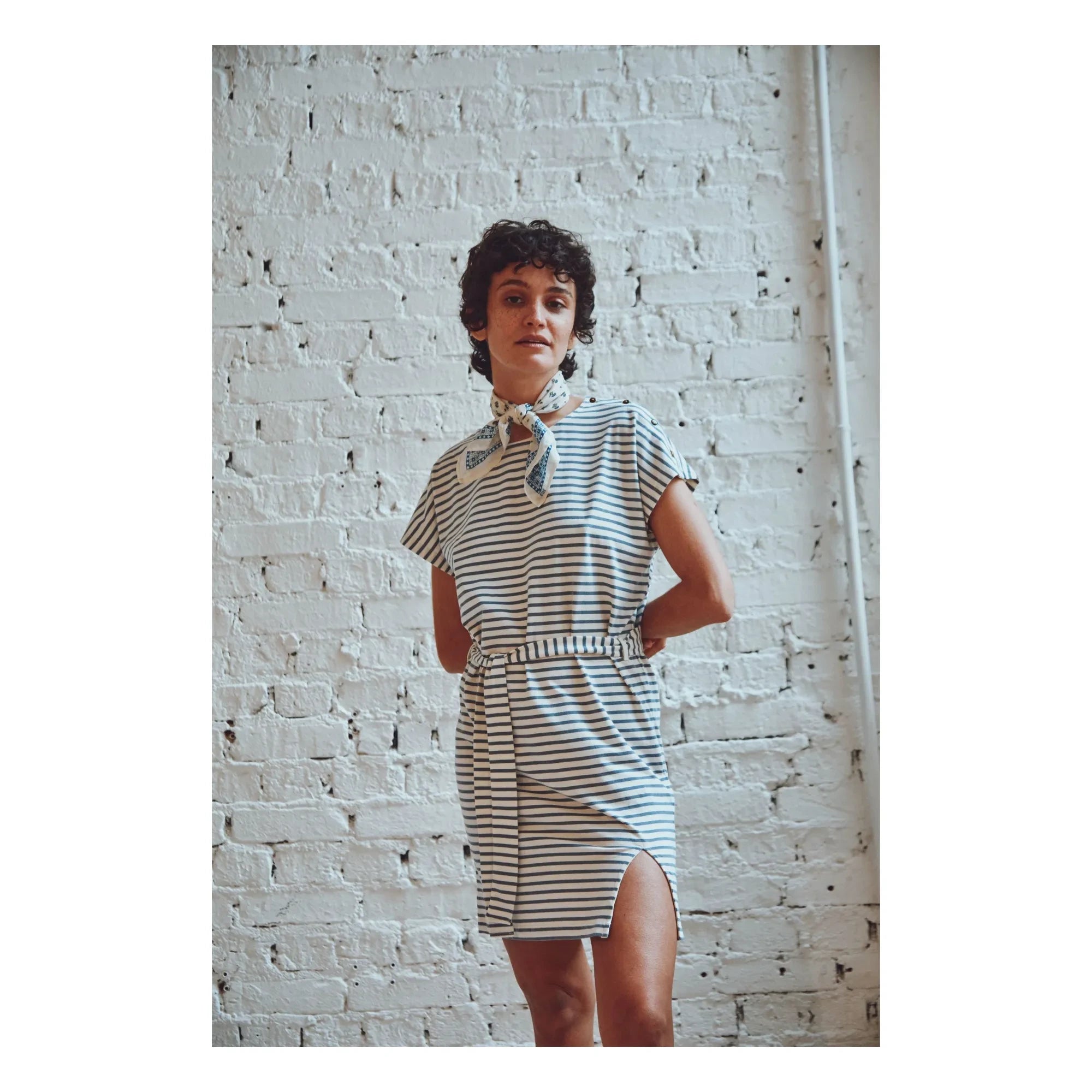 Emile et Ida - Gestreiftes Kleid Bénédicte aus Bio-Baumwolle | Blau