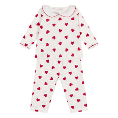 Petit Bateau - Pyjama mit Herzkragen aus Bio-Baumwolle | Weiß