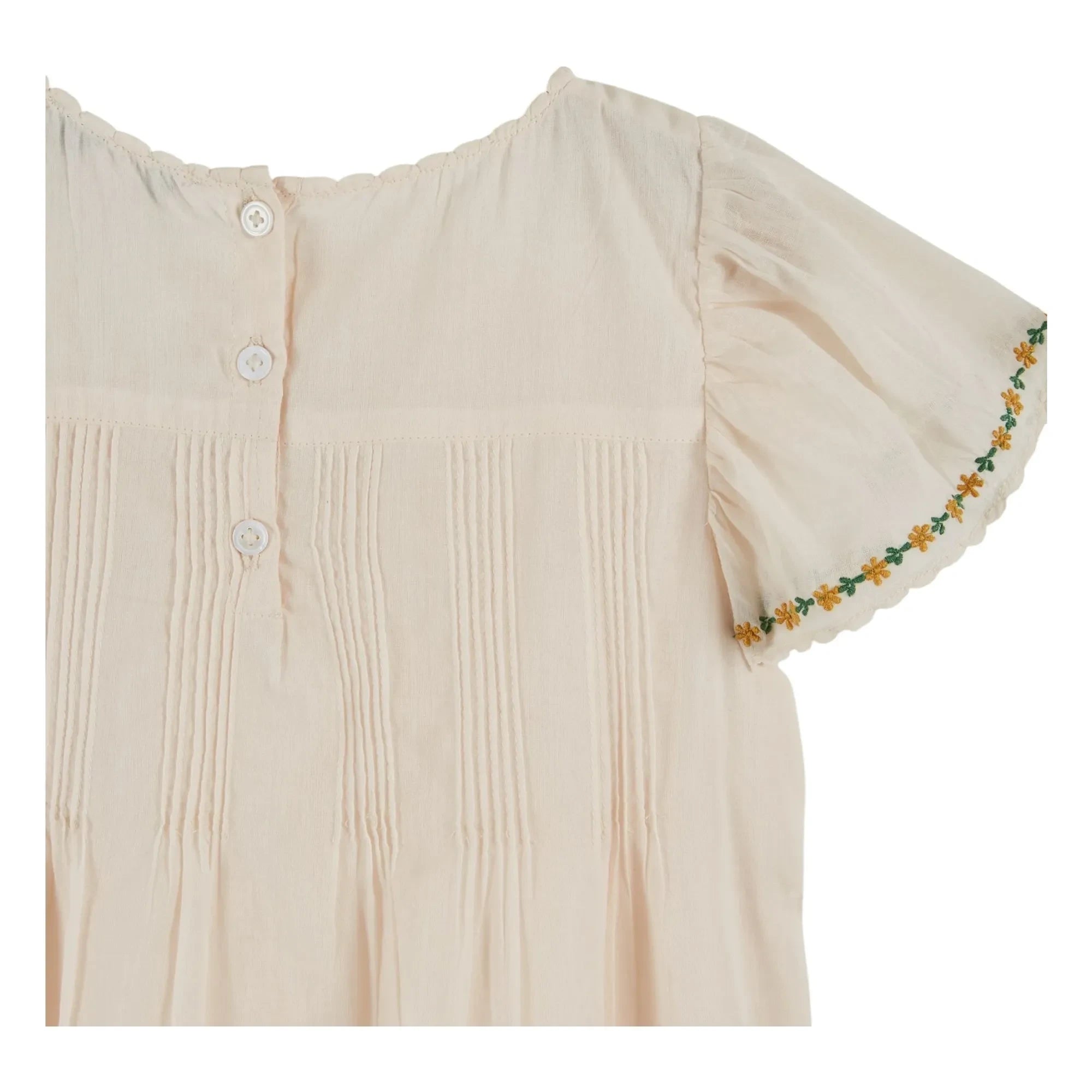 Emile et Ida - Kleid mit Blumenstickerei | Creme