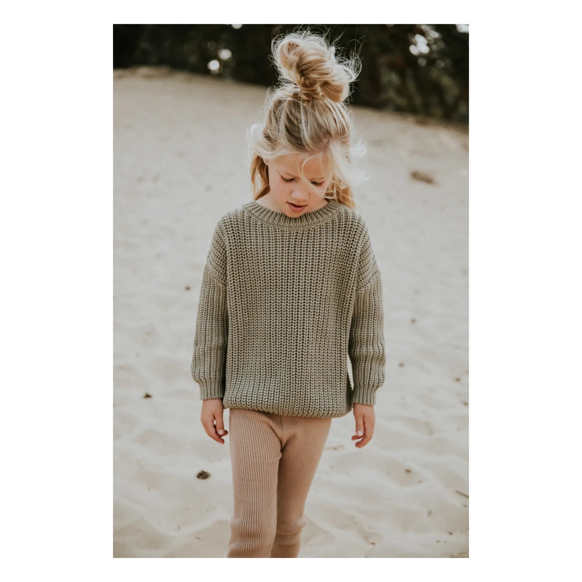 Yuki – Pullover aus dicker Bio-Baumwolle | Salbeigrün