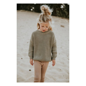 Yuki – Pullover aus dicker Bio-Baumwolle | Salbeigrün