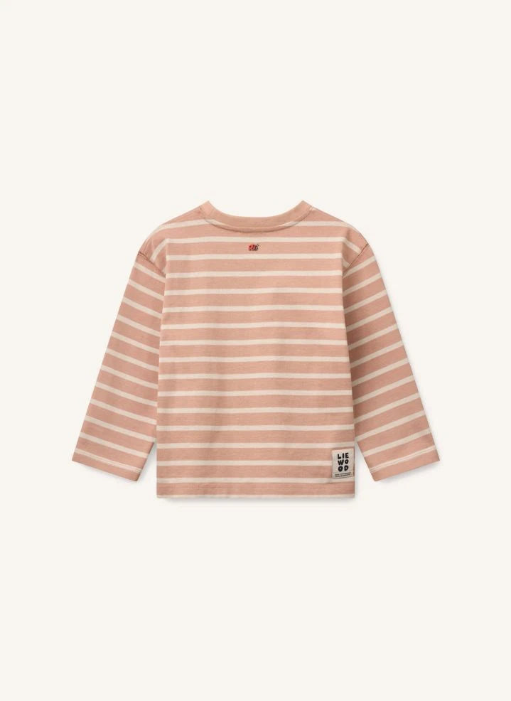 Liewood - Tyler Gestreifter Bio-Baumwoll-T-Shirt | Verwaschenes Rosa