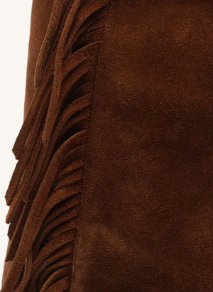 Farm Rio - Boho-Quasten Keilabsatz Wildlederstiefel | Braun