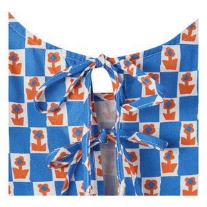 Fabula - Damier Flowers Volant-Oberteil | Blau