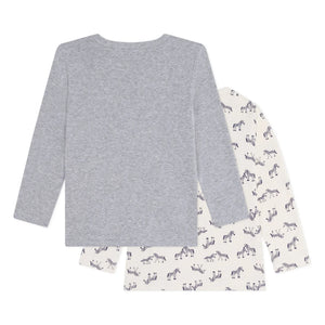 Petit Bateau – 2-teiliges Zebra-T-Shirt-Set | Ekru