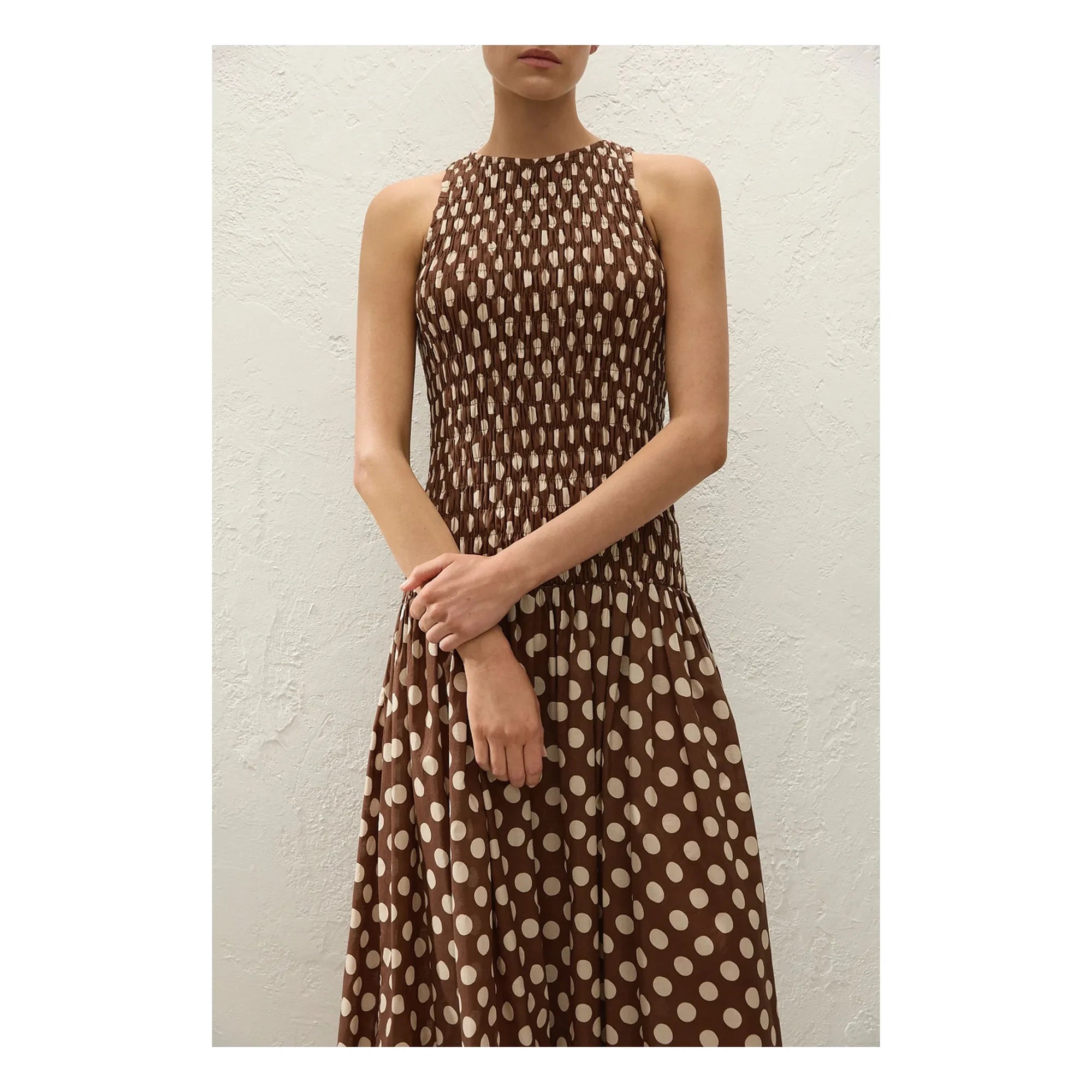 Faithfull the Brand – Luisa Baumwoll-Pünktchenkleid | Chocolate