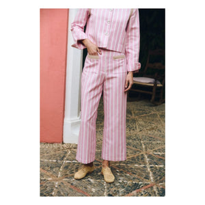Maria de la Orden - Nizza Gestreifte Baumwollhose | Rosa