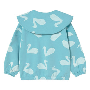 Tinycottons – Sweatshirt mit Knopfleiste Schwäne | Hellblau