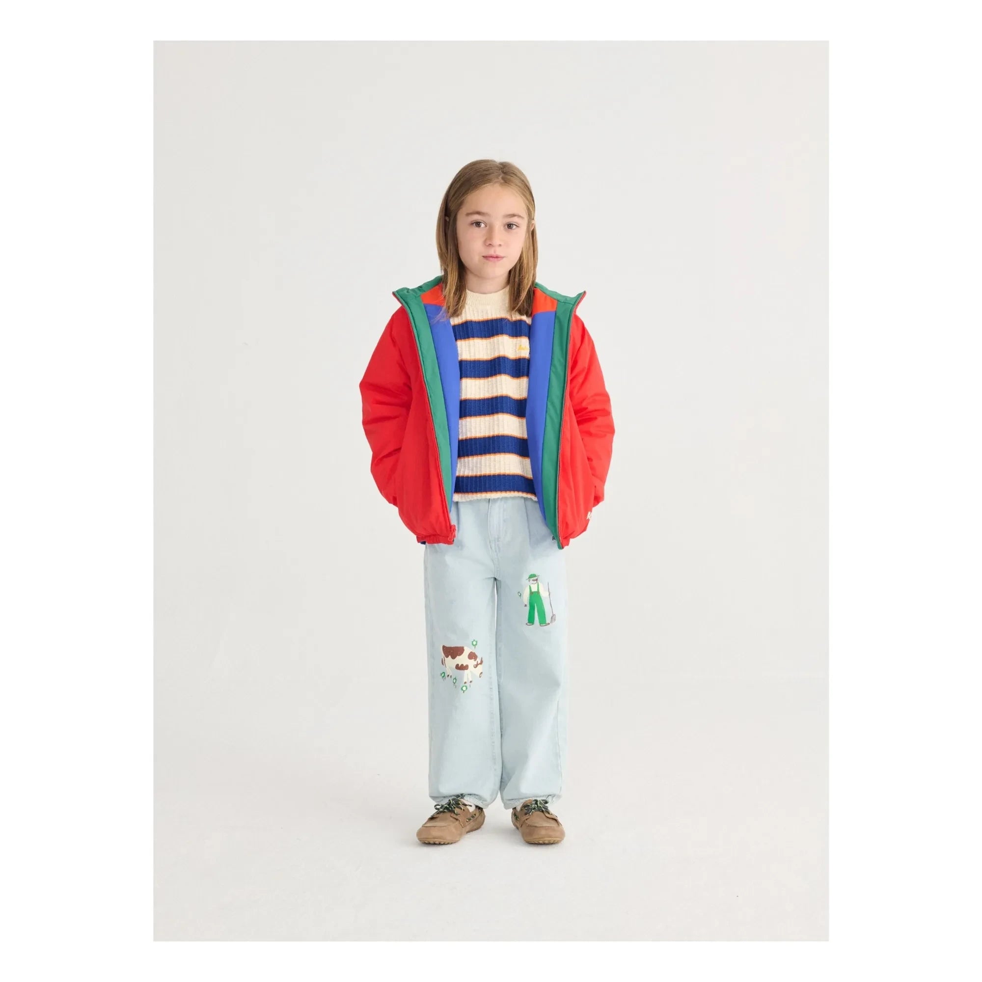 Bobo Choses – Gestreifter Pullover aus Bio-Baumwolle | Heather Beige