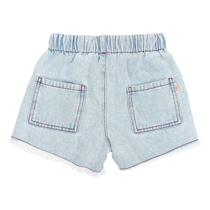 Búho - Fransige Denim-Shorts | Hellblau