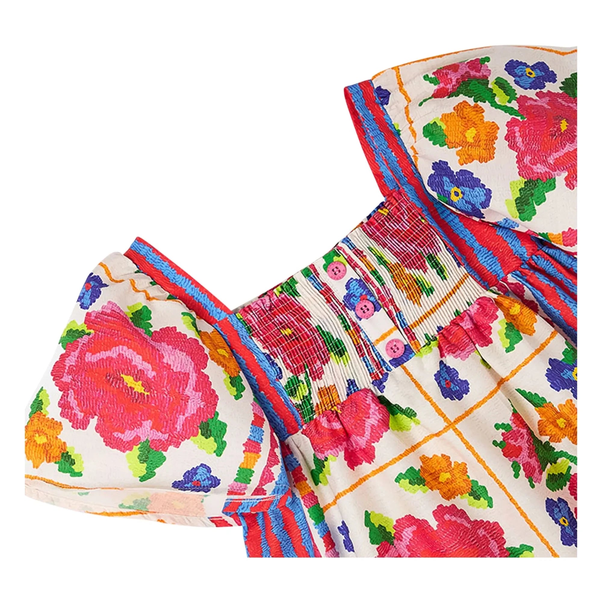Fabula - Kleid mit Blumenmuster und Volantärmeln | Rosa