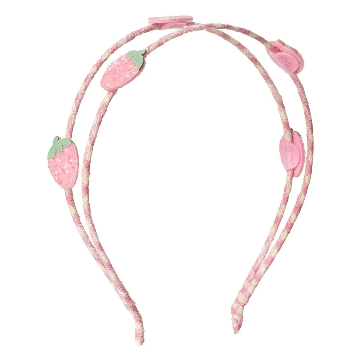 Rockahula Kids - Rosa Vichy-Doppel-Erdbeer-Haarreif | Hellrosa