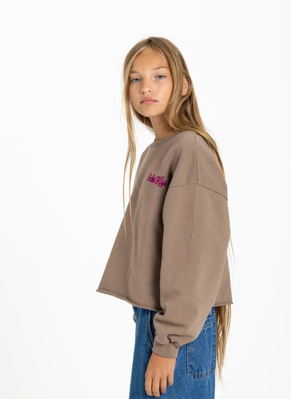 Smallable Kid - Plum Pocket Kiss Organische Baumwoll-Sweatshirt | Eisbraun