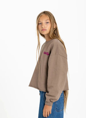 Smallable Kid - Plum Pocket Kiss Organische Baumwoll-Sweatshirt | Eisbraun