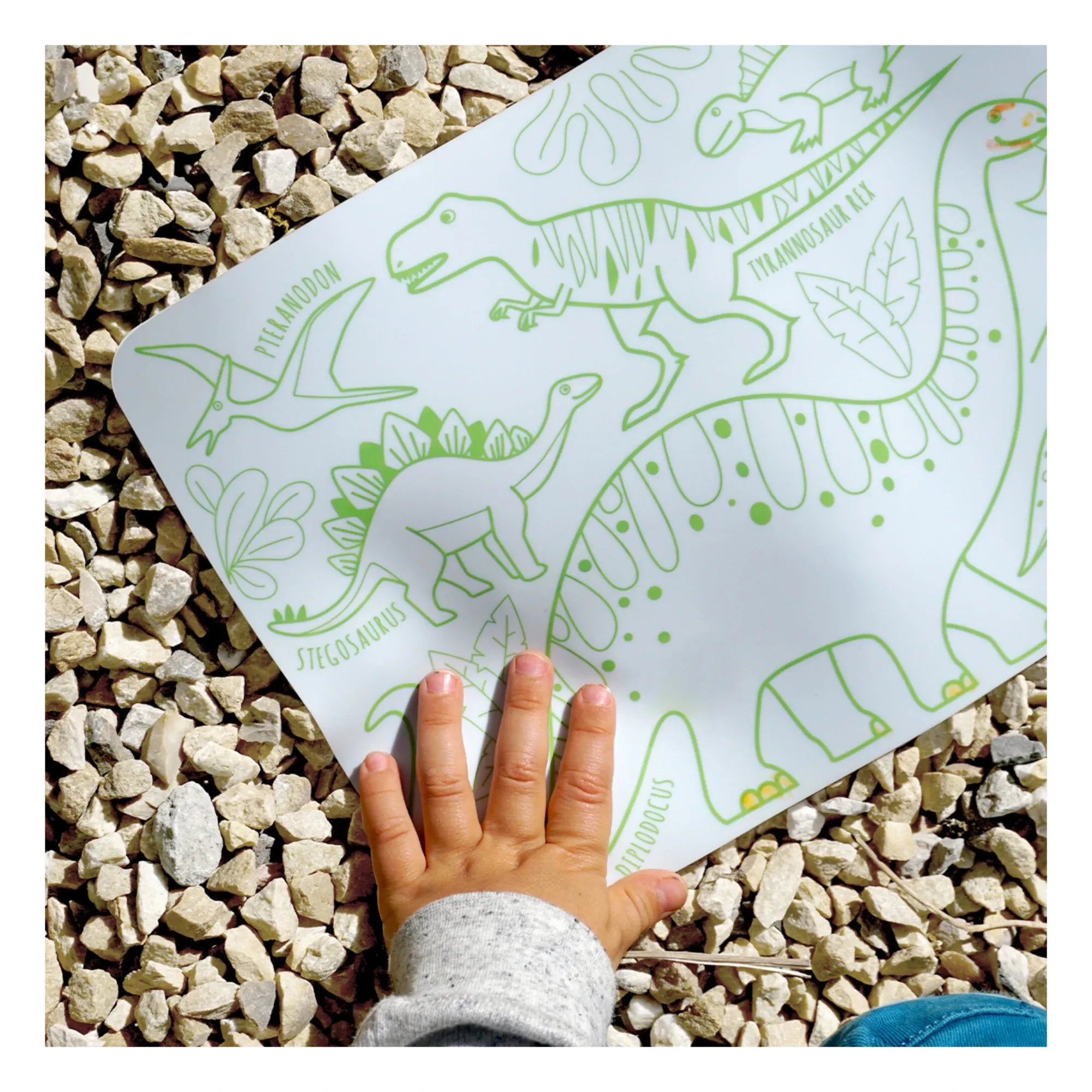 Superpetit - Doppelseitige Mini-Mal-Tischset mit 4 Filzstiften - Dinosaurier
