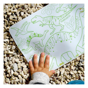 Superpetit - Doppelseitige Mini-Mal-Tischset mit 4 Filzstiften - Dinosaurier