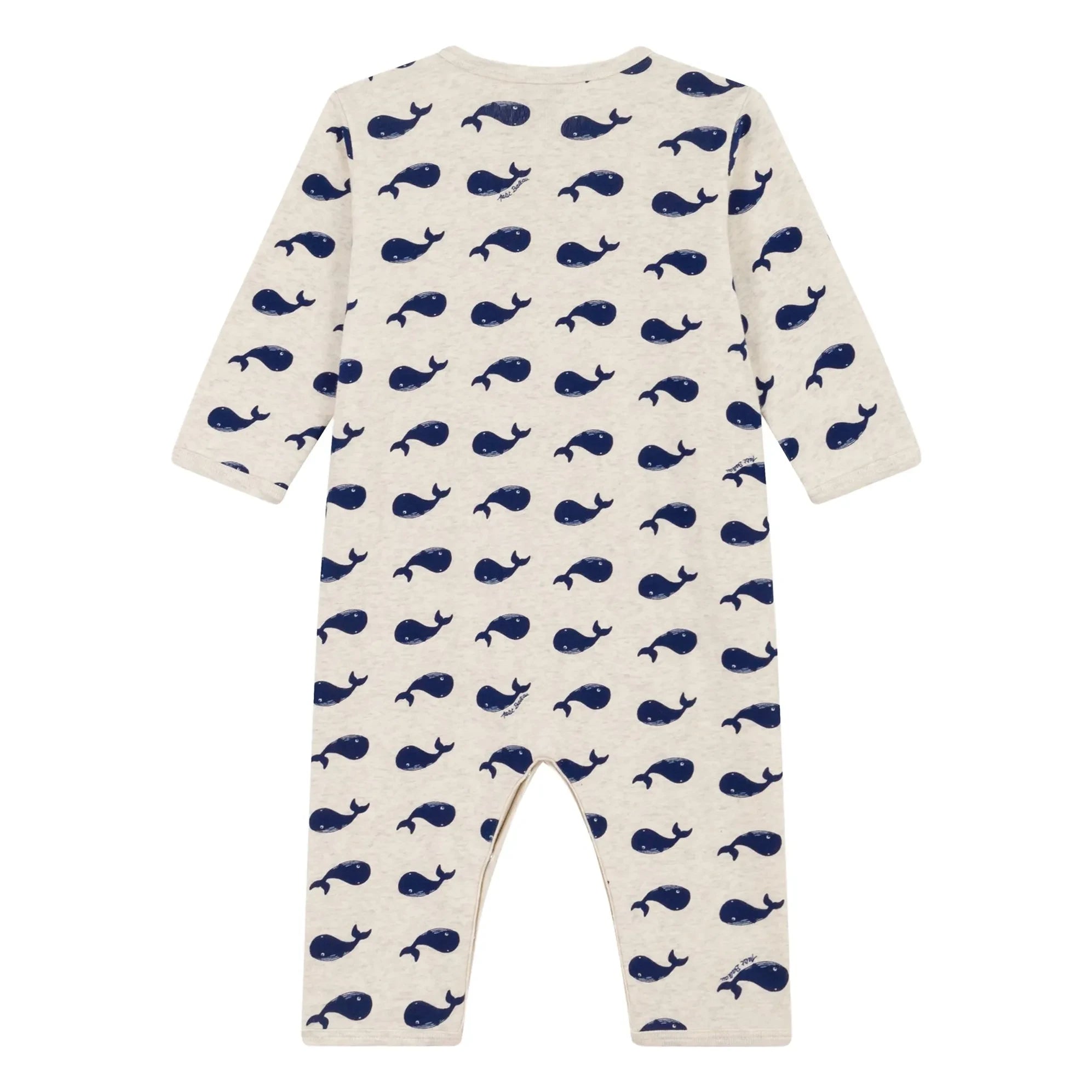 Petit Bateau - Wal-Schlafanzug ohne Fuß aus Bio-Baumwolle | Dunkelgrau-beige