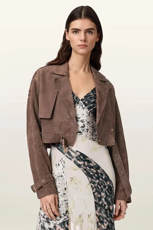 AllSaints süet kadın biker ceketi OPHELIA