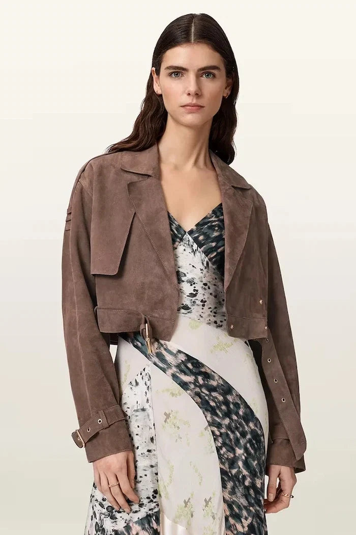 AllSaints süet kadın biker ceketi OPHELIA