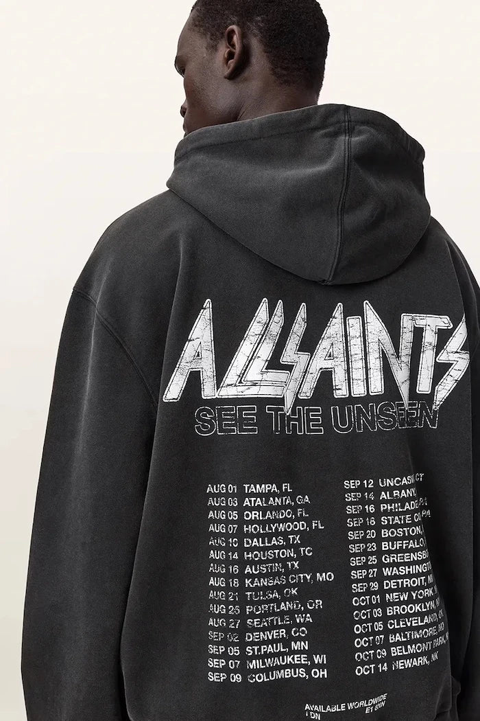 AllSaints pamuklu kapüşonlu erkek sweatshirt CHROMIUM