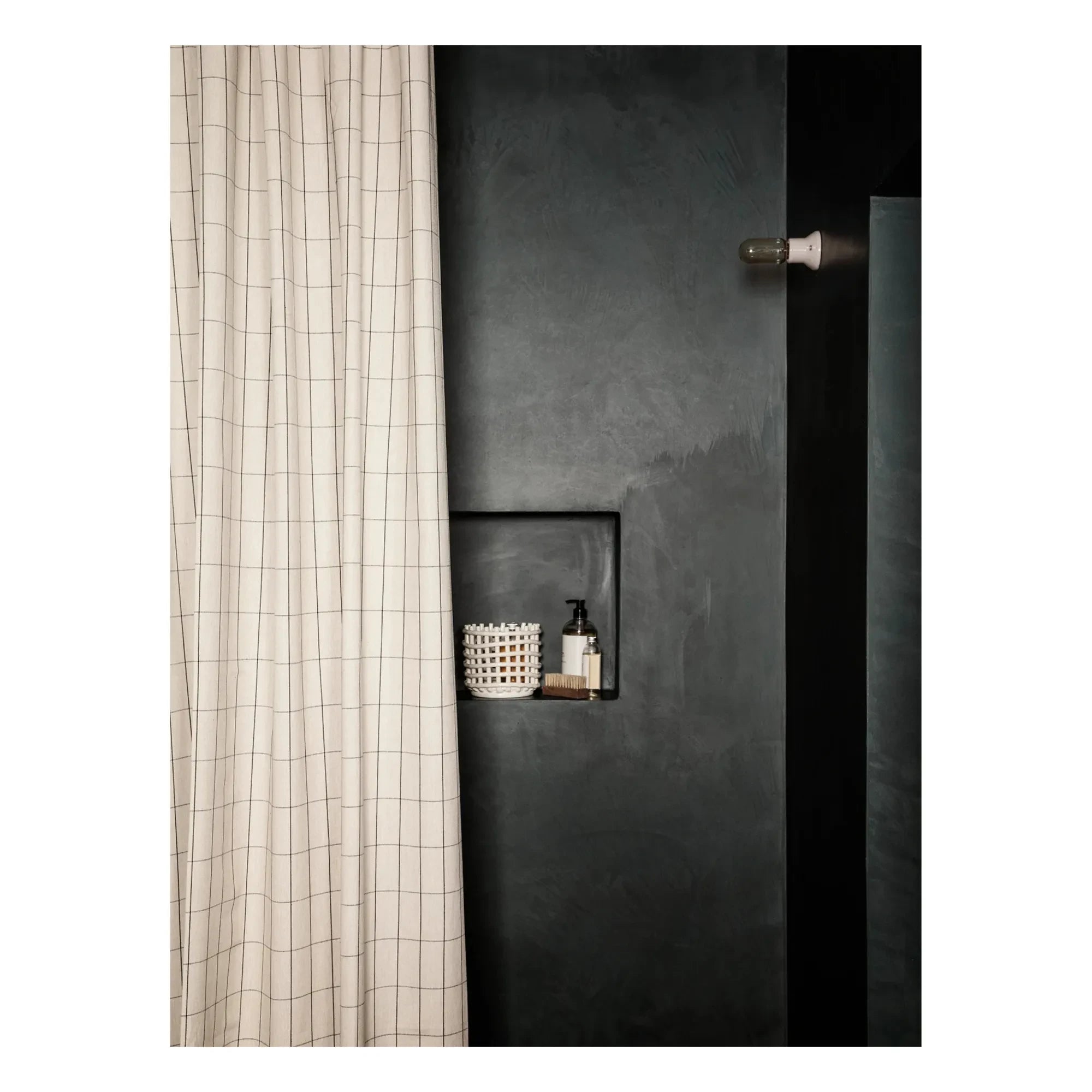 Ferm Living - Beigefarbene Chambray-Duschvorhang