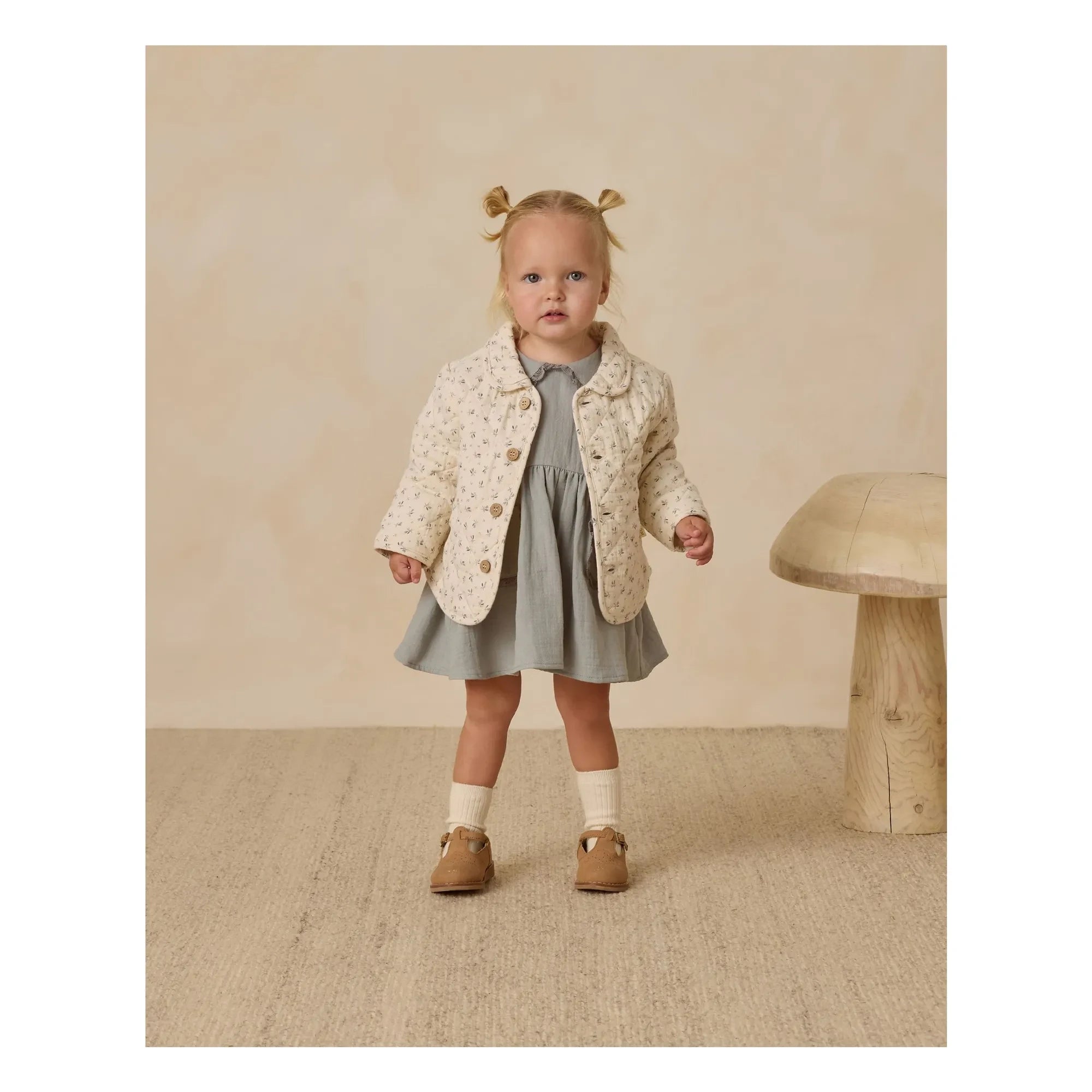 Quincy Mae - Fleurie Gesteppte Jacke aus Bio-Baumwollgaze | Ecru