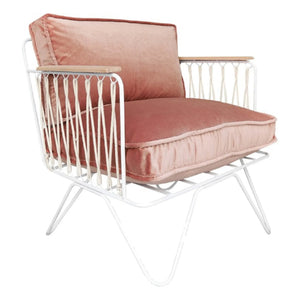 Honoré - Beyaz Croisette Sessel - Samt - | Rosa