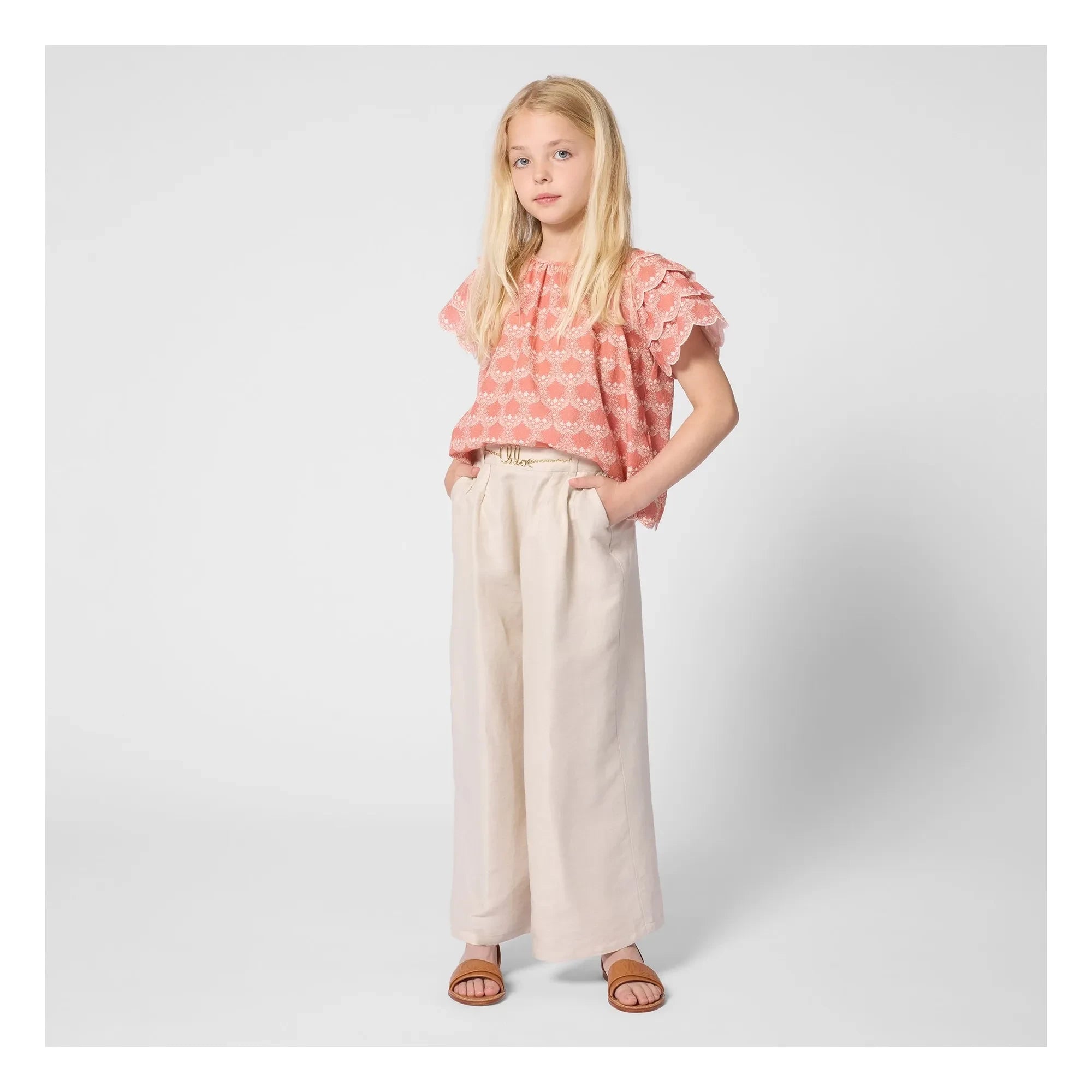 Chloé – Gerüschte Bluse aus Bio-Baumwolle | Pfirsich