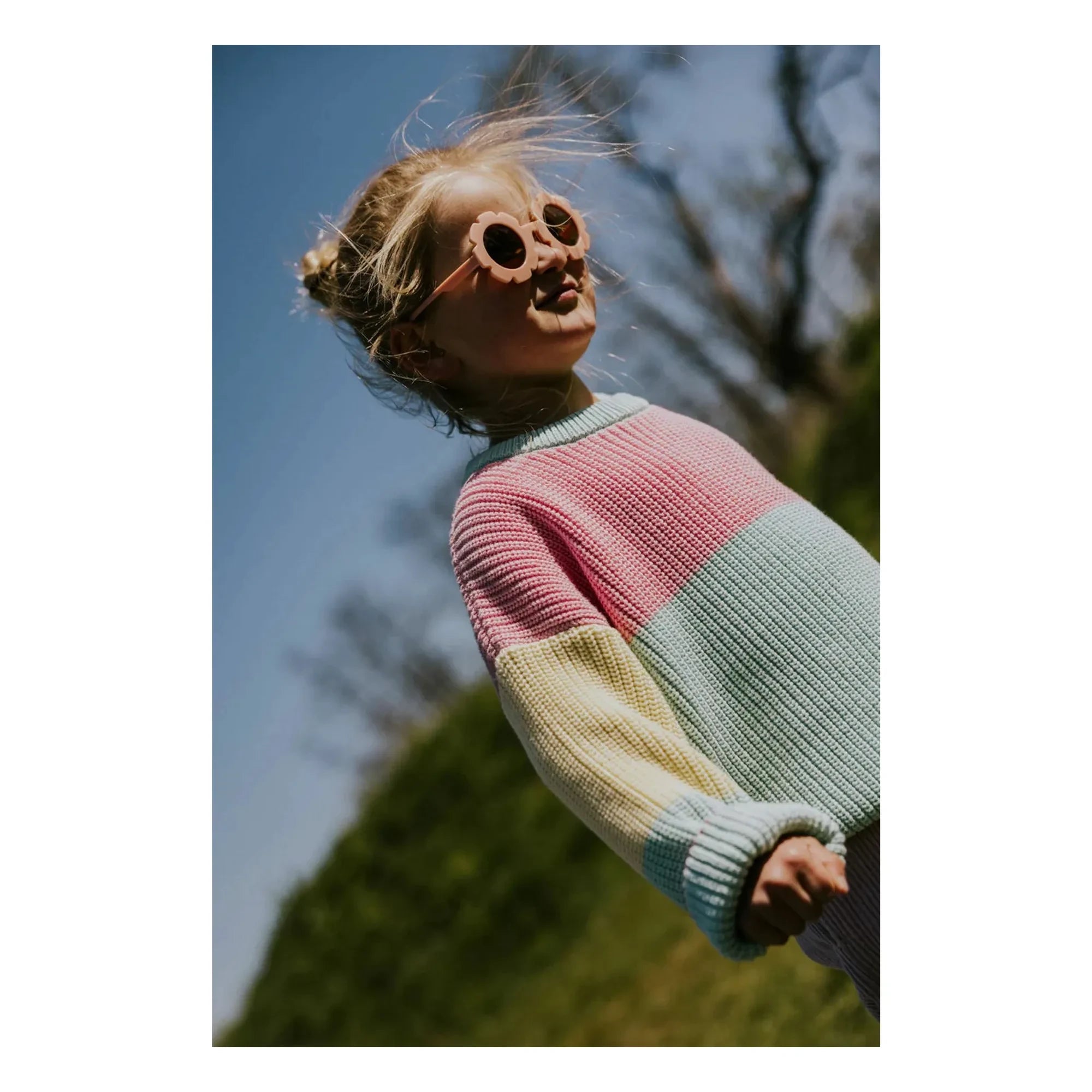 Yuki – Organischer Baumwollpullover mit Farbblöcken | Grünwasser