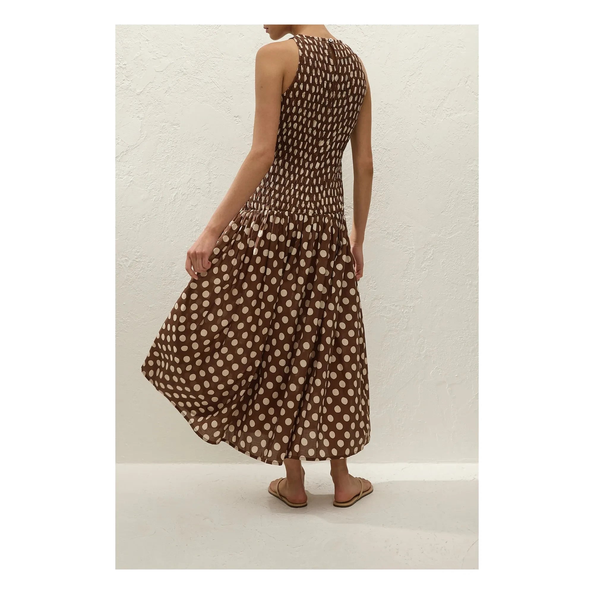 Faithfull the Brand – Luisa Baumwoll-Pünktchenkleid | Chocolate