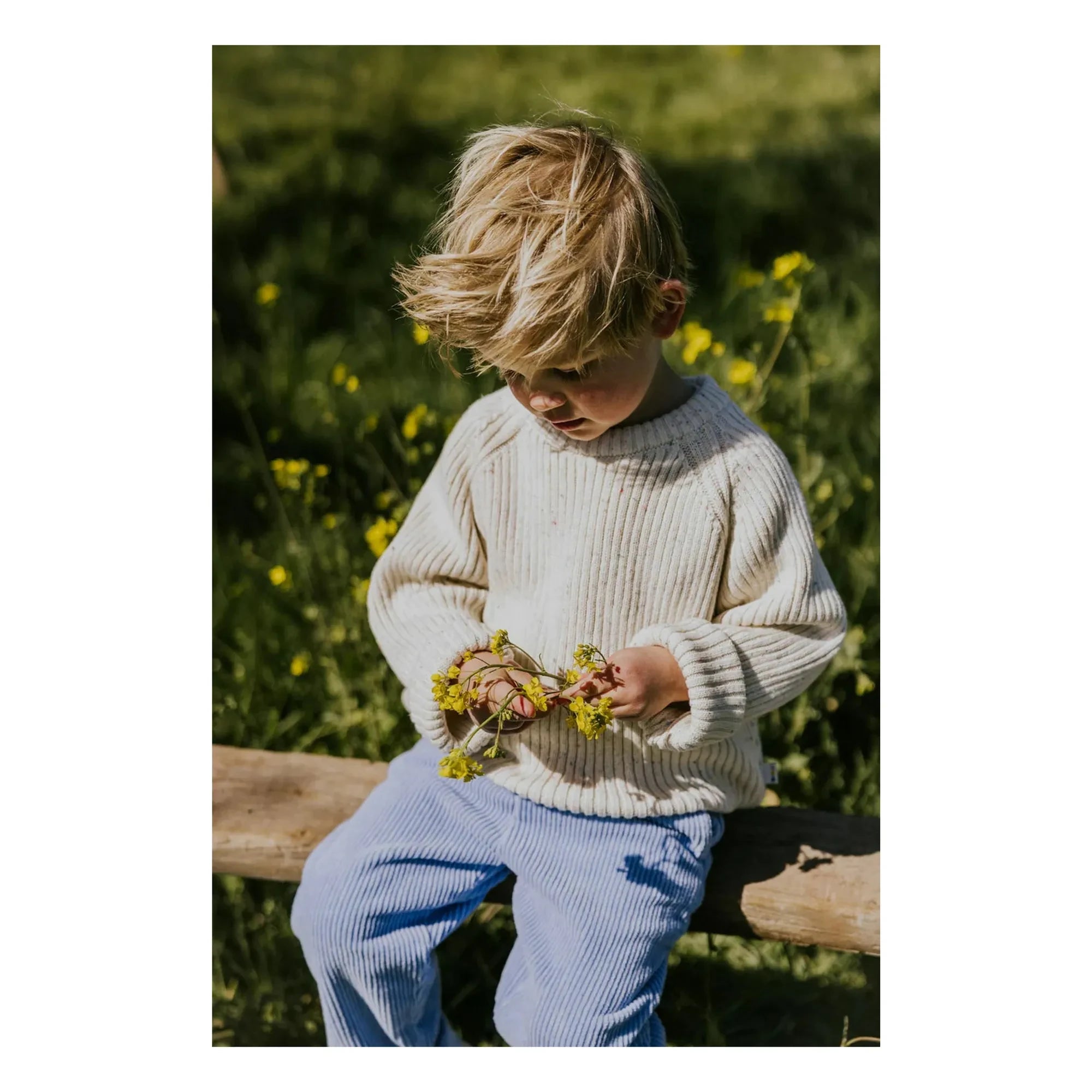 Yuki - Gerippter Pullover aus Bio-Baumwolle | Heather Weiß