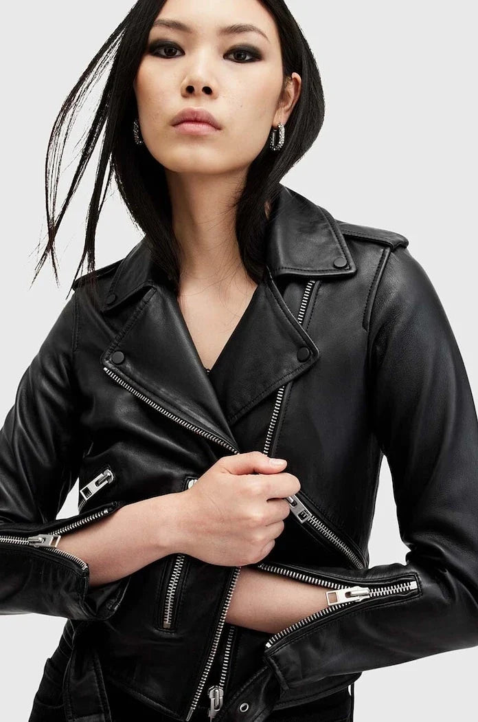 AllSaints Kadın Deri Biker Ceket BALFERN