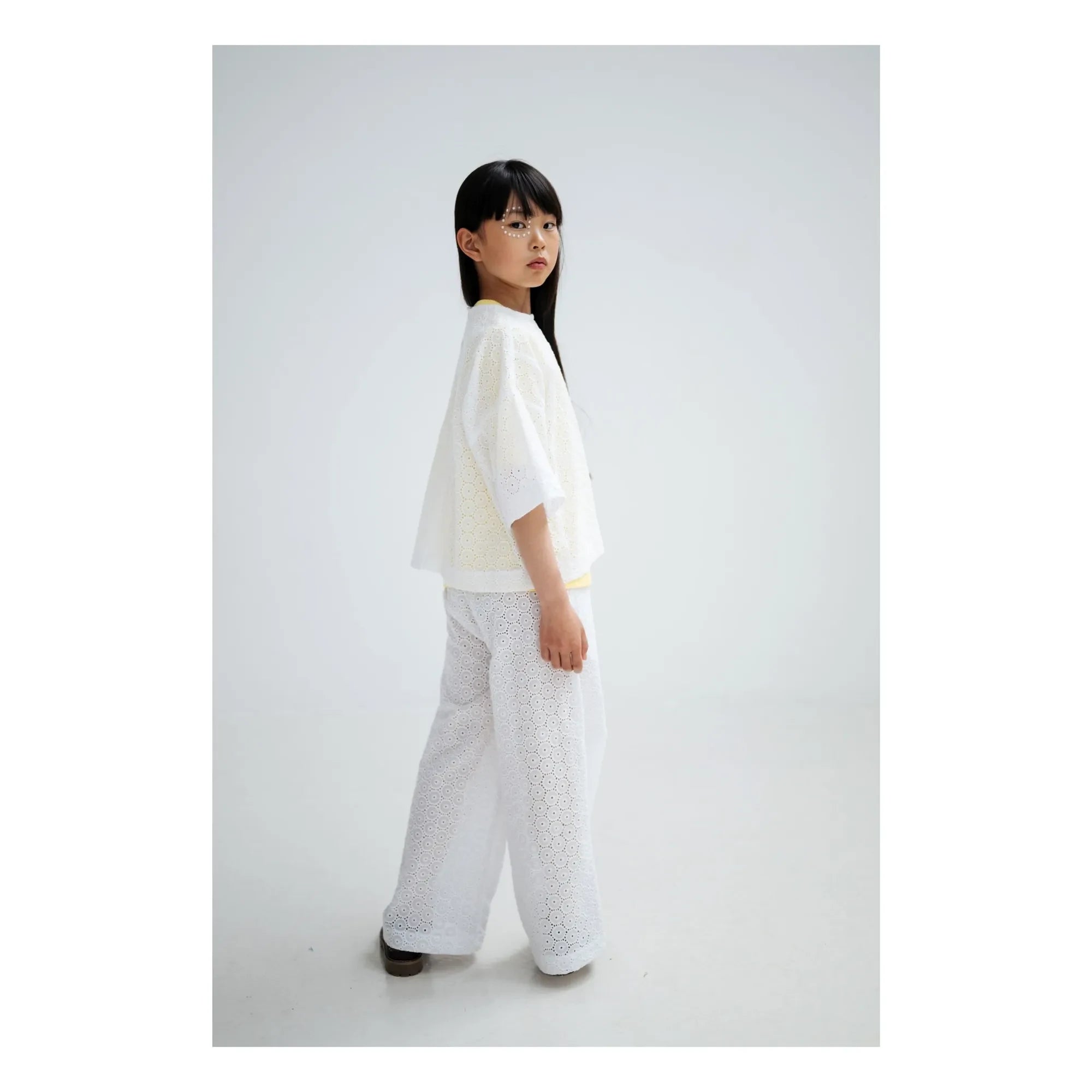 Repose AMS - Bluse mit Knöpfen hinten, bestickte Anglaise Bio-Baumwolle | Weiß
