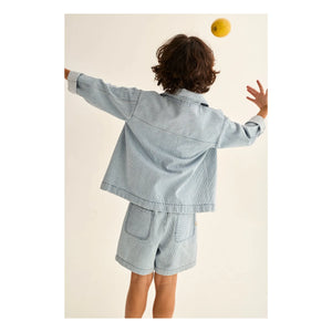 Cozmo - Denim Ridge Gestreiftes Overshirt | Hellblau