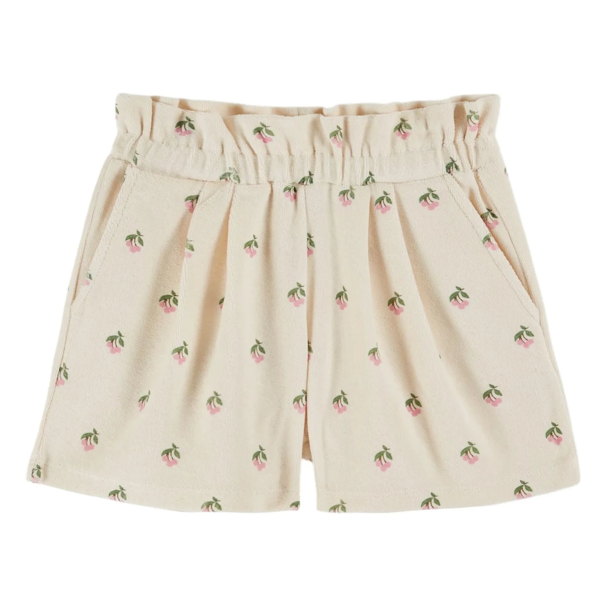 Emile et Ida - Cerises Bio-Baumwoll-Frottee-Shorts | Creme