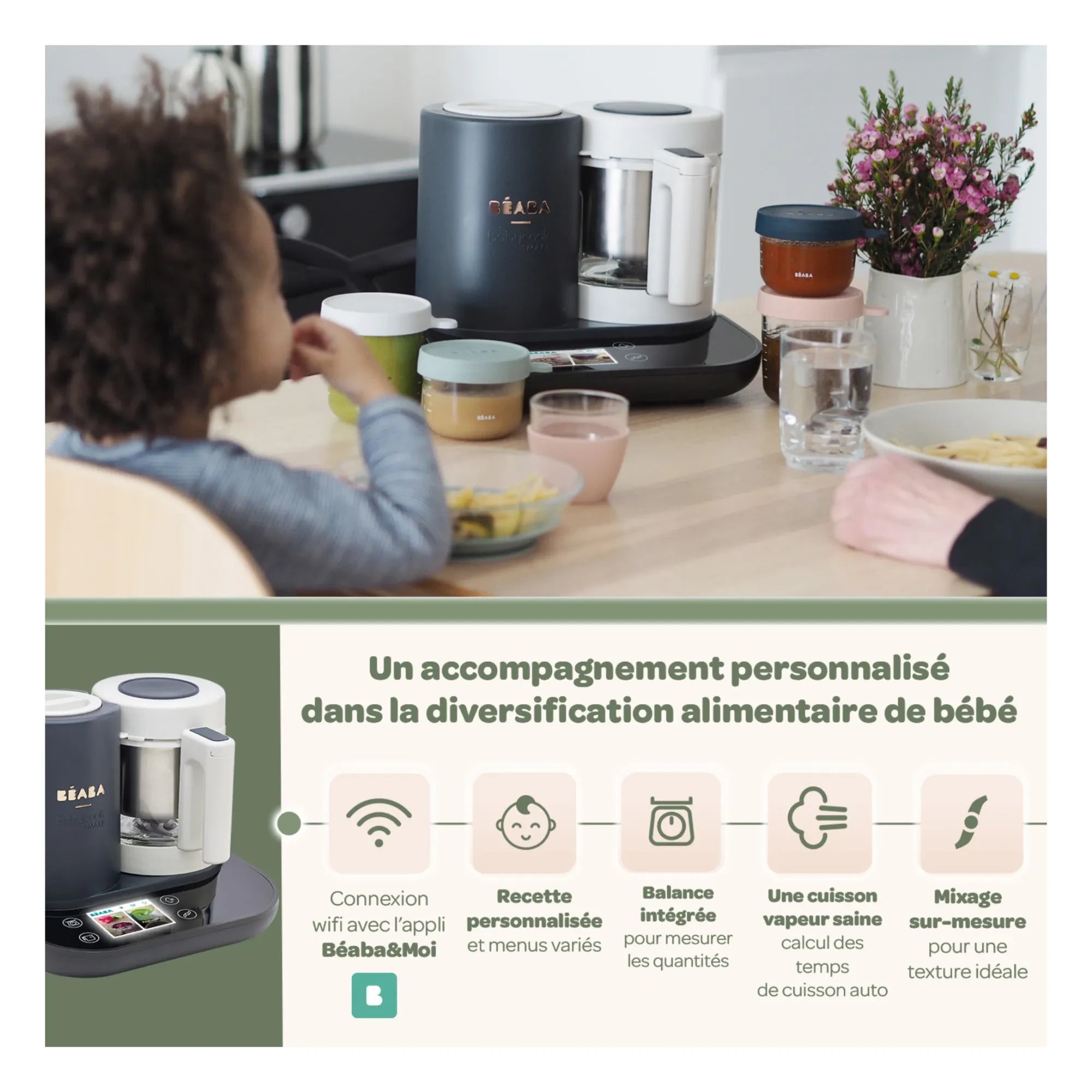 Béaba - BabyCook Smarte Küchenmaschine | Anthrazit