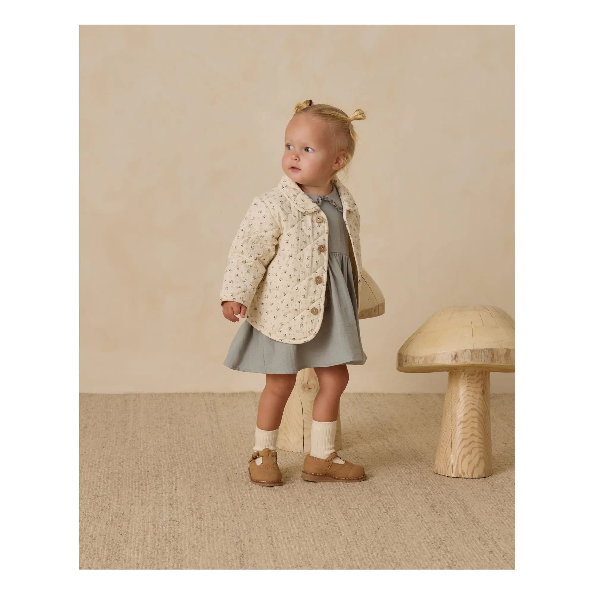 Quincy Mae - Fleurie Gesteppte Jacke aus Bio-Baumwollgaze | Ecru