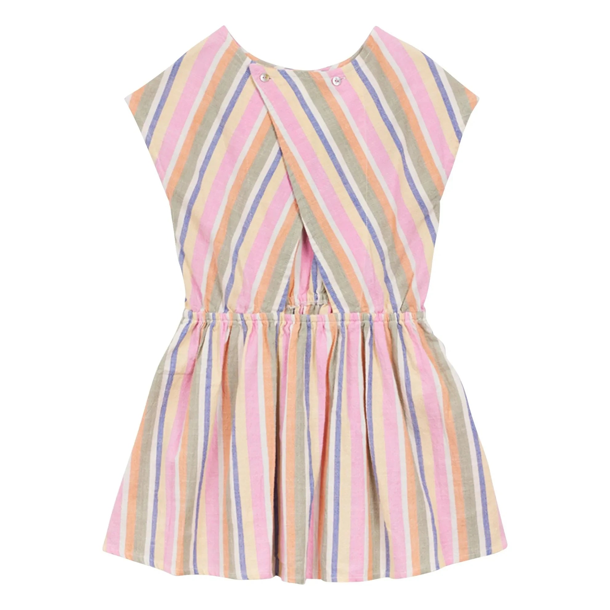 Arsène et Les Pipelettes - Gestreiftes Bio-Baumwoll-Voile Kleid | Rosa
