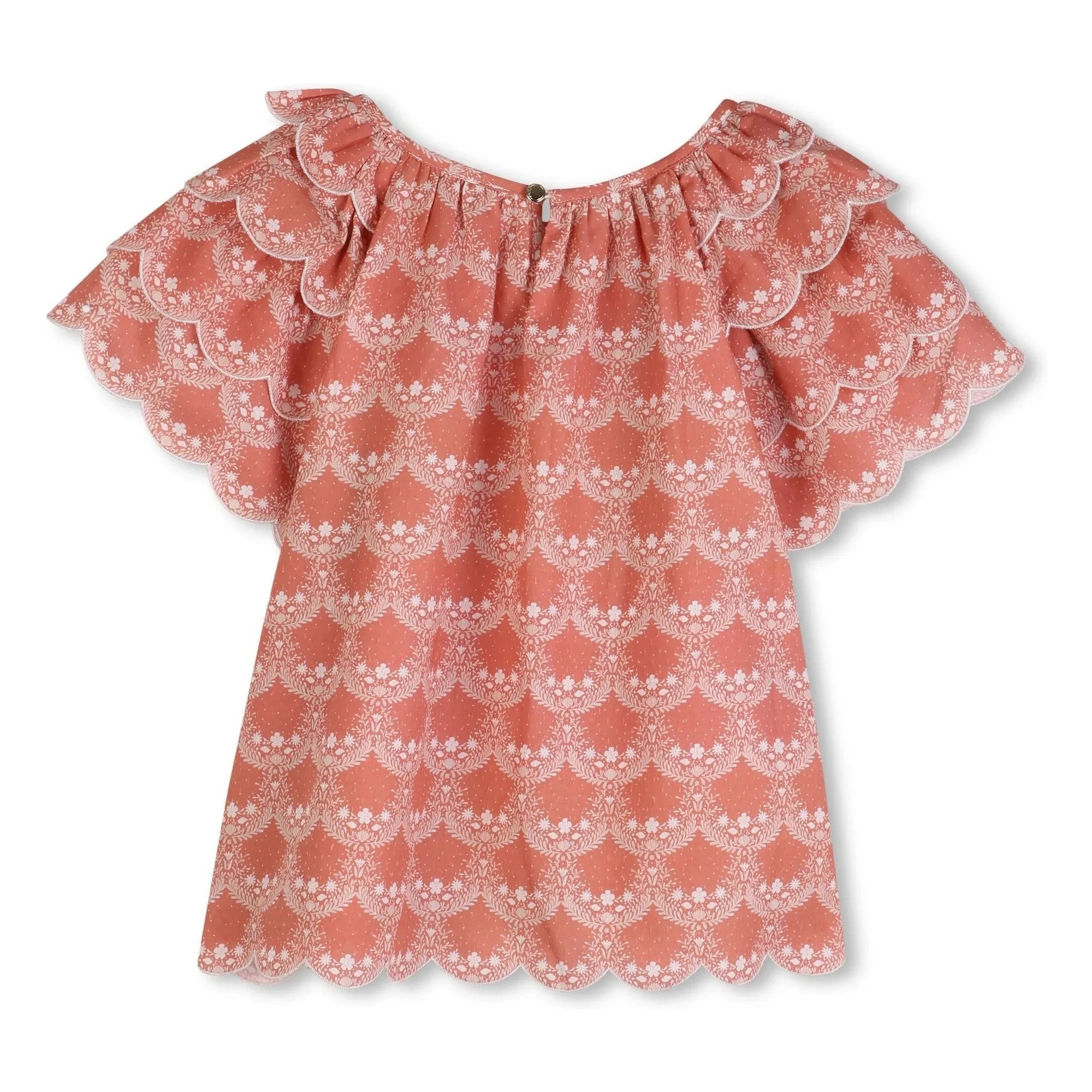 Chloé – Gerüschte Bluse aus Bio-Baumwolle | Pfirsich