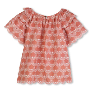 Chloé – Gerüschte Bluse aus Bio-Baumwolle | Pfirsich
