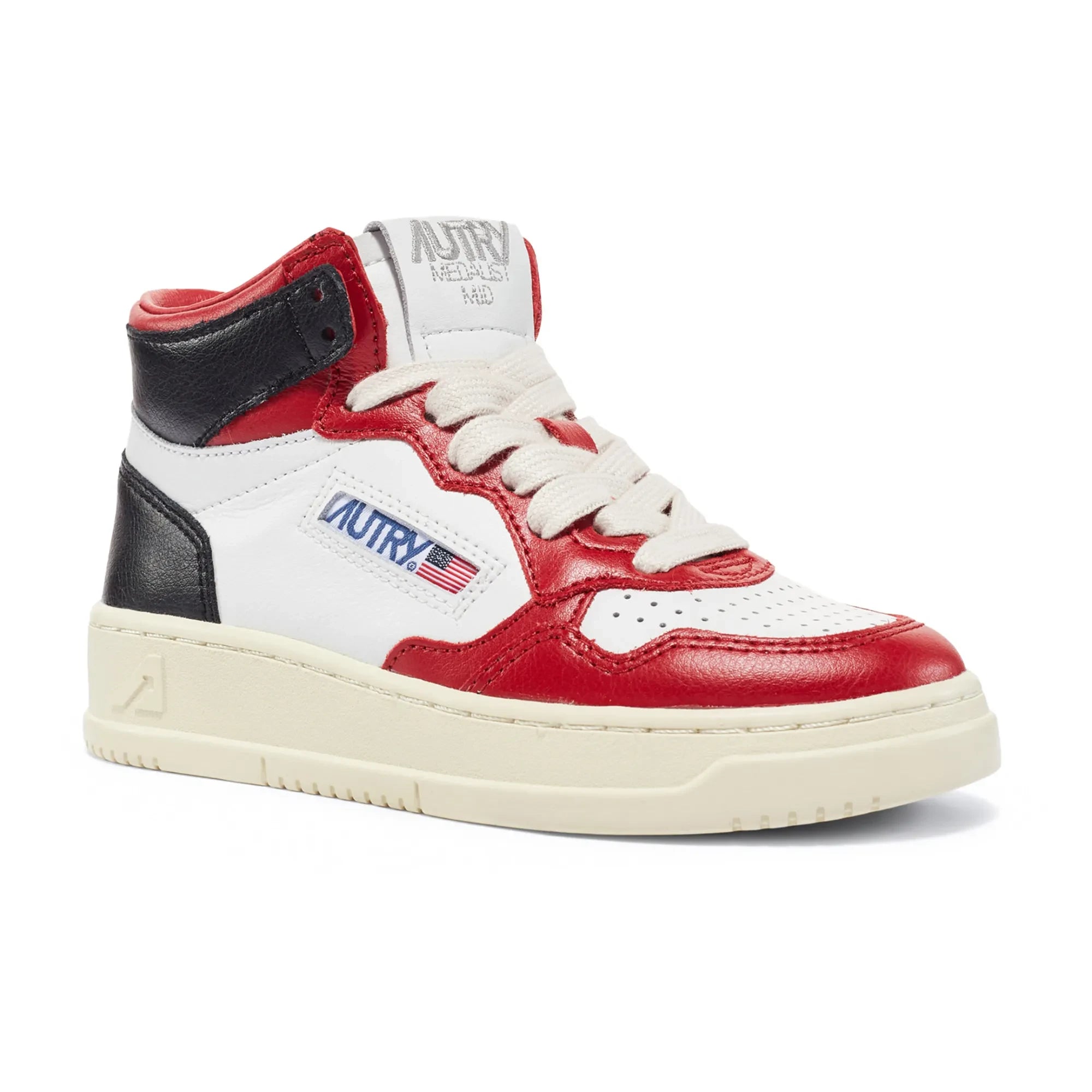 Autry - Baskets Kids Medalist Mid Cuir Bicolore | Kırmızı