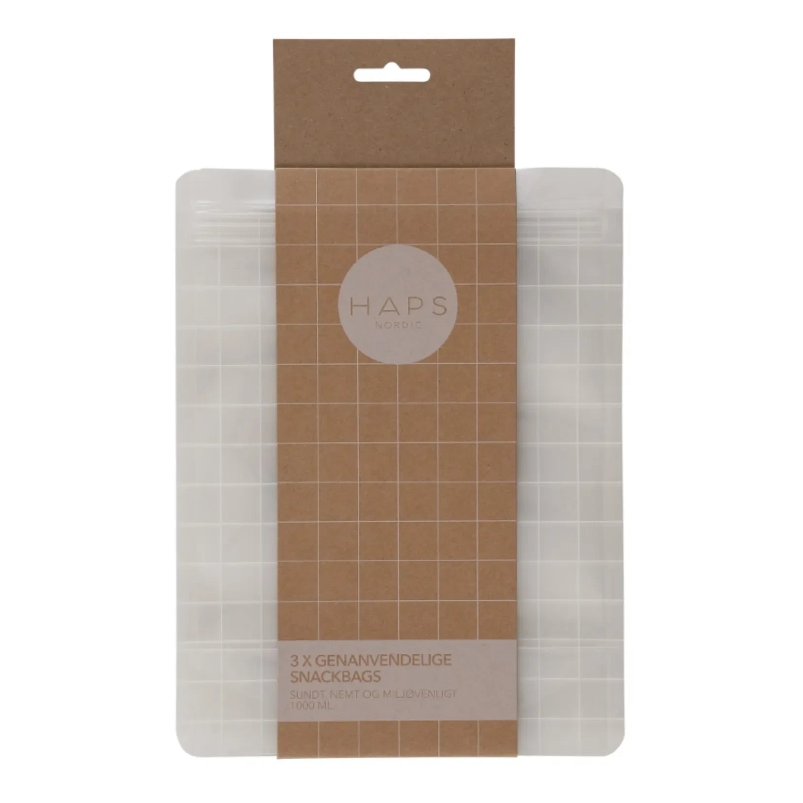 Haps Nordic - Wiederverwendbarer Snackbeutel 1000 ml - 3er Pack