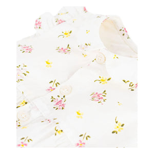 Petit Bateau - Weißer Strampler aus Bio-Baumwolle mit Seersucker-Blumenmuster