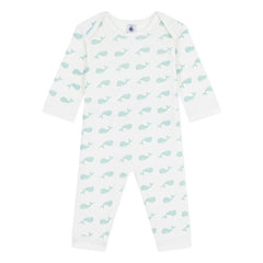 Petit Bateau - Whale Sleep Well Schlafanzug | Ecru